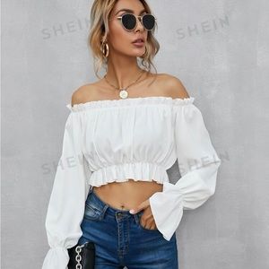 SHEIN white off shoulder long sleeve top
